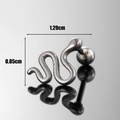 Snake shaped stainless steel stud earring in gunmetal finish with size dimensions - Silver Snake Style(S298)