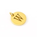 Golden titanium steel round pendant with hollow letter W and hanging ring - Letter W (W-Pendant)