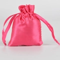 Pink satin drawstring bag with smooth silk finish for elegant jewelry storage and gifts - 7*9cm / Rose Red