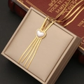 Elegante collana dorata multifilo con ciondolo a cuore in madreperla su scatola regalo - Stile Catena a Serpente Cuore in Madreperla (5#)