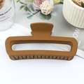 Brown matte leopard square hair claw clip for women's elegant updo styling - Rubber Yellow Brown