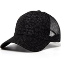 Damen Baseballkappe in Schwarz mit Blumen-Spitze und atmungsaktivem Mesh für den Sommer - Schwarz