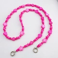 Pink beaded acrylic crossbody phone strap with round silver spring buckles for women - Rose Red Wooden Beads