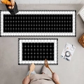 Two-piece black and white geometric kitchen mat set with minimalist crystal velvet texture - Classic Black & White Plaid