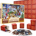 Calendrier de l'Avent puzzle de Noël 1008 pièces avec 24 boîtes cadeaux de scène de nativité - Style sd46 (70x50cm)