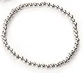Polished silver stainless steel beaded bracelet with minimalist metallic ball design - 4mm Round Bead / Steel