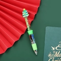 Christmas 10-color ballpoint pen with green tree topper and glitter liquid barrel - Bell Style - Christmas Tree