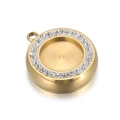 Detalle de un soporte de colgante redondo dorado DIY con circonitas brillantes y aro - Estilo de Anillo Único Dorado (KLJ6756-Z)