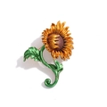 Broche tournesol vibrante avec pétales orange et feuilles vertes en alliage émaillé - Style 9 (Tournesol jaune orangé)
