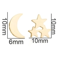 Golden asymmetrical star and moon stud earrings set with size measurements 10mm - 188-Asymmetric Moon Star / Gold