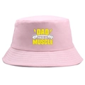 Pink DAD MADE OF MUSCLE printed cotton bucket hat for outdoor fitness and streetwear style - Pink