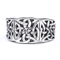 Detailed view of vintage Celtic knot engraving with oxidized silver finish on wide ring - US 7 / Retro Celtic Braid (26507)