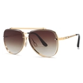 Classic aviator sunglasses with gold metal double bridge and gradient brown lenses - Gold Frame Gradient Tea