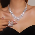 Parure de bijoux de mariée luxueuse avec collier en strass et boucles d'oreilles - Strass Argent de Luxe (DTN5506080S)