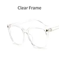 Stylish square blue light blocking glasses with transparent frame and golden D-logo decoration - Transparent Frame