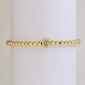 Gold-plated beaded elastic bracelet with a micro-paved crystal letter G charm pendant - Letter G
