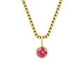 Golden box chain necklace featuring a brilliant round pink gemstone pendant for women - July Rose Red - Gold