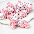 Macro shot of colorful resin ice cream cone beads for DIY jewelry and phone chain making - 1 Piece / Flat + White + Watermelon Red + Colored Particles
