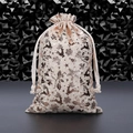 Christmas burlap drawstring gift bag with gold reindeer and snowflake patterns - Rose Gold Snowflake Elk