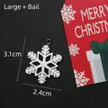 Detailed view of silver glitter snowflake pendant with precise 3.1cm x 2.4cm measurements - Large Silver + Eye Pin