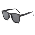 Foldable black children sunglasses with matte frame and gray lenses for sun protection - Black Gray / Black