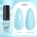 Light blue UV LED gel nail polish X081 with shiny and matte top coat effects - Baby Blue (81)