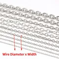 Silver stainless steel oval link chains in eight sizes for DIY jewelry making - 0.4x1.5mm / Steel
