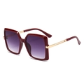 Classic square frame vintage sunglasses with burgundy red frames and purple gradient lenses - Red Frame Gradient Grey Lens