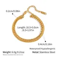 18K gold plated stainless steel double layer bracelet with cuban and snake chain links - Double Layer Snake Cuban Chain Style (YYB023042)
