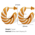 Orecchini a cerchio geometrici intrecciati in oro e bianco con smalto a goccia - EH342 Orecchini Dorati (EH342金色耳环)