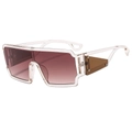 Futuristic square transparent sunglasses with brown gradient lenses and side panel details - Champagne Frame / Tea Lens