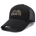 Black outdoor sports mesh baseball cap with mountain embroidery and breathable back - Adjustable / Black with Gold Embroidery