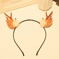Christmas reindeer antler headband with brown plush mink fur and cute white pompom detail - Headband 3# (Single)