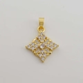 Detailed view of square gold pendant with micro-pave cubic zirconia setting - Gold Micro Pave Square