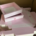 Pink checkered gift box with cherry bow and window for handmade hair accessories - Pink Cherry Gingham