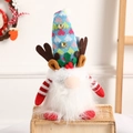 Leuchtender Weihnachtsgnom mit Rentiergeweih in Rot, Weiß und Blau als Deko-Puppe - Blauer Geweih-Zwerg / Blau