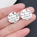 Silver vintage round metal pendant set with engraved Shakespeare quote for DIY jewelry - Round Letter Andevery (10899)