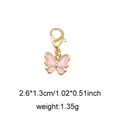Pink enamel butterfly charm with gold lobster clasp for bags and shoes 2.6x1.3cm - Style 30 Butterfly