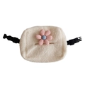 Porta fazzoletti in peluche bianco per sedile auto con grazioso fiore rosa - Fiore a 6 Petali Rosa Chiaro
