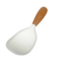Paletta per riso in silicone bianco con testa ruvida e manico in legno naturale - Semi-bianco/Manico in legno