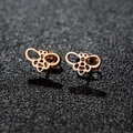 Minimalist 18K gold-plated bee stud earrings with hollow design on black background - Bee Style (159) / Rose Gold