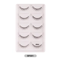 Five pairs of natural long false eyelashes BF001 style on a white storage tray - Natural Style (BF001)