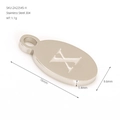 Oval stainless steel letter X pendant charm in silver finish with precise dimensions - Letter X(ZA2254S-X) / Pendant Only / Silver