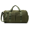 Army green cylinder gym bag with adjustable strap and side shoe compartment for fitness - Thickened Army Green