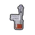 Science-themed enamel pin featuring beaker and pipettes with Inject Coffee text - Injector And Beaker Style (QHXZ3825)