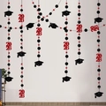 2026 graduation party garland with glitter mortarboard stars and diploma hanging decor - Red Black (2026 Bachelor Cap)
