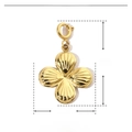 Macro shot of gold four-leaf clover pendant with 25mm by 15mm size dimensions - YF230x3 / Gold