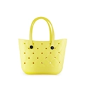 Waterproof yellow EVA beach tote bag with perforated holes and diamond pattern - Yellow
