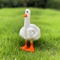 Funny resin duck statue in white color making a middle finger gesture on a green lawn - Middle Finger Duck A (White)