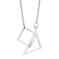 Minimalist geometric square and triangle interlocking pendant necklace in silver finish - Interlocking Silver Style (With Chain)